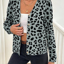 Lune cardigan de mujer con estampado de leopardo, cuello en v, manga larga y abotonadura sencilla, para otono/invierno
