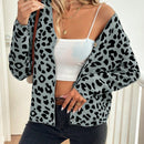 Lune cardigan de mujer con estampado de leopardo, cuello en v, manga larga y abotonadura sencilla, para otono/invierno