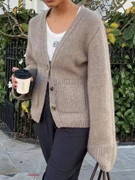 Cardigan de punto suelto y versatil de moda casual para mujer