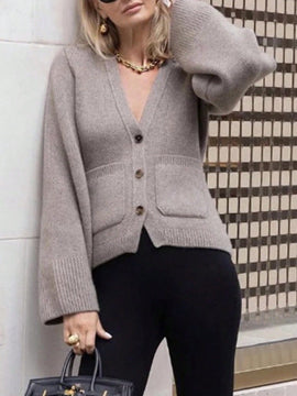 Cardigan de punto suelto y versatil de moda casual para mujer