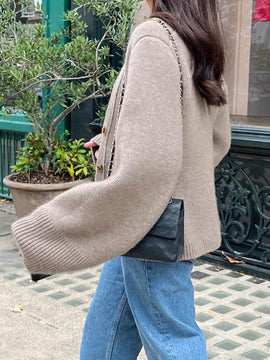 Cardigan de punto suelto y versatil de moda casual para mujer