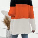 Lune cardigan con parches de colores contrastantes, informal y de moda para uso diario