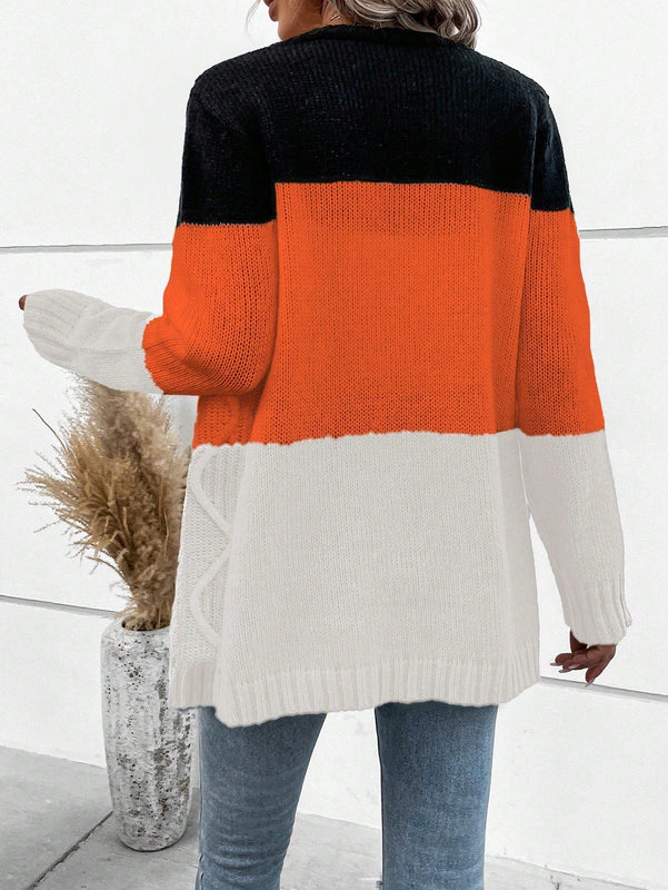 Lune cardigan con parches de colores contrastantes, informal y de moda para uso diario