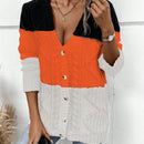 Lune cardigan con parches de colores contrastantes, informal y de moda para uso diario
