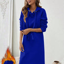 Essnce 1 pieza vestido-sudadera con capucha de felpa de manga larga con cordon de mujer, casual, para otono/invierno