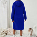 Essnce 1 pieza vestido-sudadera con capucha de felpa de manga larga con cordon de mujer, casual, para otono/invierno