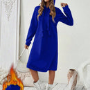 Essnce 1 pieza vestido-sudadera con capucha de felpa de manga larga con cordon de mujer, casual, para otono/invierno