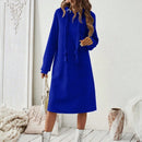 Essnce 1 pieza vestido-sudadera con capucha de felpa de manga larga con cordon de mujer, casual, para otono/invierno