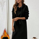 Essnce 1 pieza vestido-sudadera con capucha de felpa de manga larga con cordon de mujer, casual, para otono/invierno