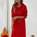 Essnce 1 pieza vestido-sudadera con capucha de felpa de manga larga con cordon de mujer, casual, para otono/invierno
