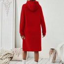 Essnce 1 pieza vestido-sudadera con capucha de felpa de manga larga con cordon de mujer, casual, para otono/invierno