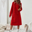 Essnce 1 pieza vestido-sudadera con capucha de felpa de manga larga con cordon de mujer, casual, para otono/invierno