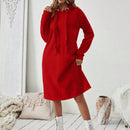 Essnce 1 pieza vestido-sudadera con capucha de felpa de manga larga con cordon de mujer, casual, para otono/invierno