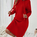 Essnce 1 pieza vestido-sudadera con capucha de felpa de manga larga con cordon de mujer, casual, para otono/invierno