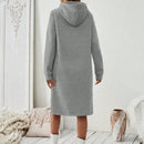 Essnce 1 pieza vestido-sudadera con capucha de felpa de manga larga con cordon de mujer, casual, para otono/invierno