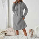 Essnce 1 pieza vestido-sudadera con capucha de felpa de manga larga con cordon de mujer, casual, para otono/invierno