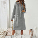 Essnce 1 pieza vestido-sudadera con capucha de felpa de manga larga con cordon de mujer, casual, para otono/invierno