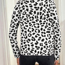 Lune cardigan de mujer con estampado de leopardo, cuello en v, manga larga y abotonadura sencilla, para otono/invierno