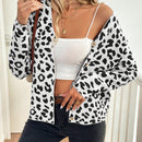 Lune cardigan de mujer con estampado de leopardo, cuello en v, manga larga y abotonadura sencilla, para otono/invierno