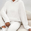 Frenchy sudadera con capucha de forro polar de peluche de unicolor informal para mujer para otono/invierno