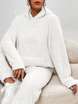 Frenchy sudadera con capucha de forro polar de peluche de unicolor informal para mujer para otono/invierno