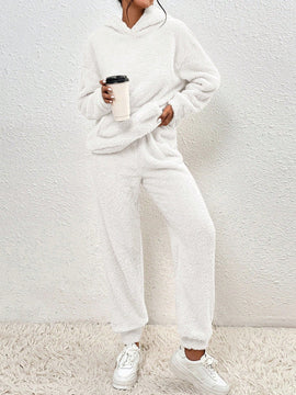 Frenchy sudadera con capucha de forro polar de peluche de unicolor informal para mujer para otono/invierno