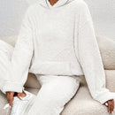 Frenchy sudadera con capucha de forro polar de peluche de unicolor informal para mujer para otono/invierno