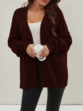 Cardigan holgado casual con abertura lateral y mangas tipo dolman, para primavera/otono