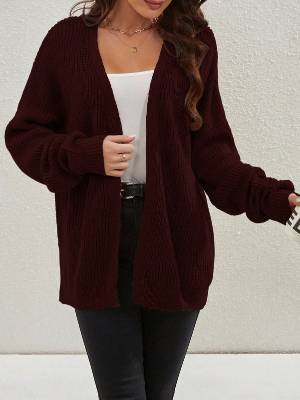 Cardigan holgado casual con abertura lateral y mangas tipo dolman, para primavera/otono
