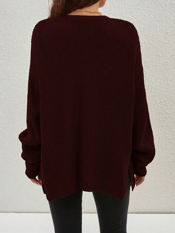 Cardigan holgado casual con abertura lateral y mangas tipo dolman, para primavera/otono