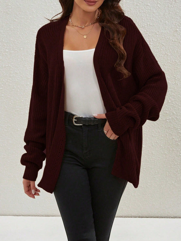 Cardigan holgado casual con abertura lateral y mangas tipo dolman, para primavera/otono