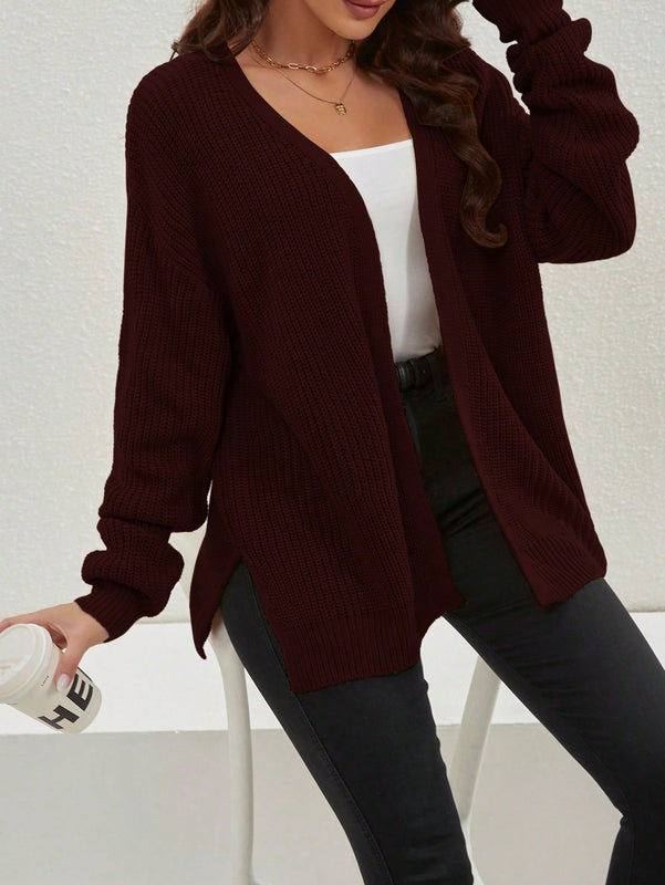 Cardigan holgado casual con abertura lateral y mangas tipo dolman, para primavera/otono