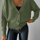 Cardigan casual de un solo botonadura de mangas largas y hombros caidos de unicolor para mujer, otono/invierno