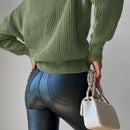 Cardigan casual de un solo botonadura de mangas largas y hombros caidos de unicolor para mujer, otono/invierno