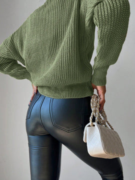 Cardigan casual de un solo botonadura de mangas largas y hombros caidos de unicolor para mujer, otono/invierno