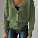 Cardigan casual de un solo botonadura de mangas largas y hombros caidos de unicolor para mujer, otono/invierno