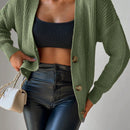 Cardigan casual de un solo botonadura de mangas largas y hombros caidos de unicolor para mujer, otono/invierno