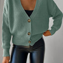 Cardigan casual de un solo botonadura de mangas largas y hombros caidos de unicolor para mujer, otono/invierno