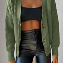 Cardigan casual de un solo botonadura de mangas largas y hombros caidos de unicolor para mujer, otono/invierno
