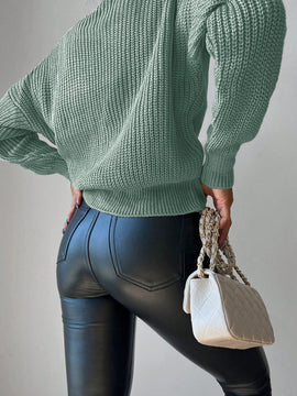 Cardigan casual de un solo botonadura de mangas largas y hombros caidos de unicolor para mujer, otono/invierno