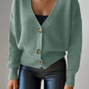 Cardigan casual de un solo botonadura de mangas largas y hombros caidos de unicolor para mujer, otono/invierno