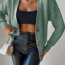 Cardigan casual de un solo botonadura de mangas largas y hombros caidos de unicolor para mujer, otono/invierno
