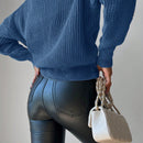 Cardigan casual de un solo botonadura de mangas largas y hombros caidos de unicolor para mujer, otono/invierno