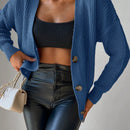 Cardigan casual de un solo botonadura de mangas largas y hombros caidos de unicolor para mujer, otono/invierno