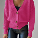 Cardigan casual de un solo botonadura de mangas largas y hombros caidos de unicolor para mujer, otono/invierno