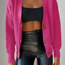 Cardigan casual de un solo botonadura de mangas largas y hombros caidos de unicolor para mujer, otono/invierno