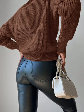 Cardigan casual de un solo botonadura de mangas largas y hombros caidos de unicolor para mujer, otono/invierno
