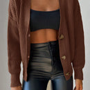 Cardigan casual de un solo botonadura de mangas largas y hombros caidos de unicolor para mujer, otono/invierno