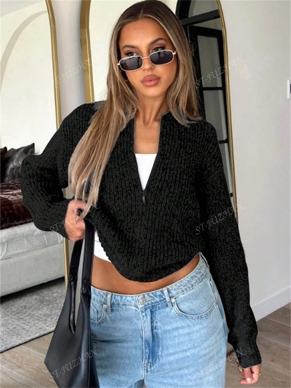Chaqueta tipo cardigan de punto para mujer de otono/invierno, prenda exterior de moda minimalista casual, parte superior multiusos