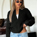 Chaqueta tipo cardigan de punto para mujer de otono/invierno, prenda exterior de moda minimalista casual, parte superior multiusos